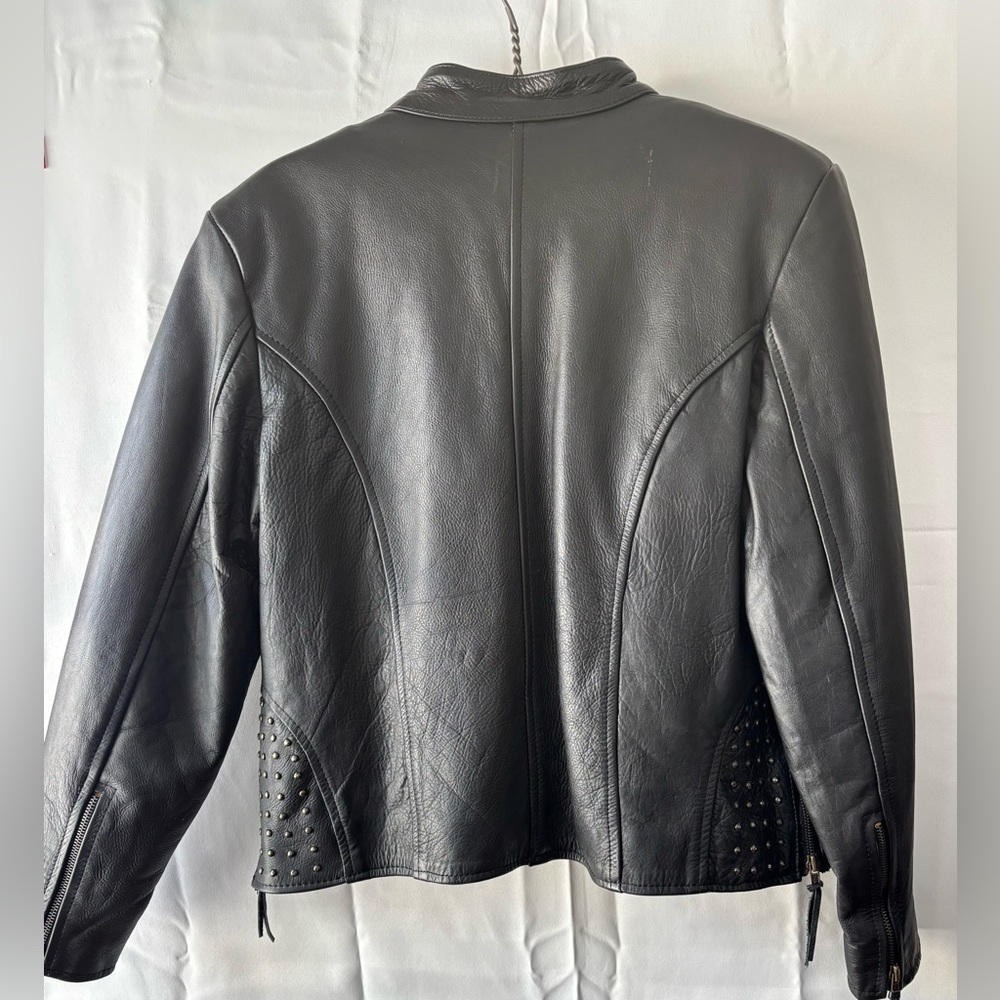 Leather King Black Studded Jacket XL w/ Thinsulate Liner - Picture 2 of 12